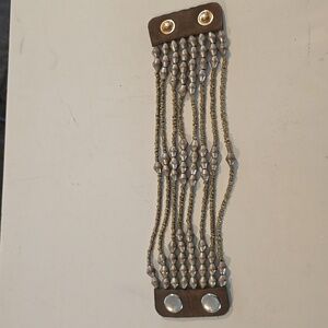 Multi-strand beaded leather bracelet